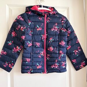 Joules Kinnaird Spring Floral Zip Up Hooded Jacket Size 7-8Y NWOT